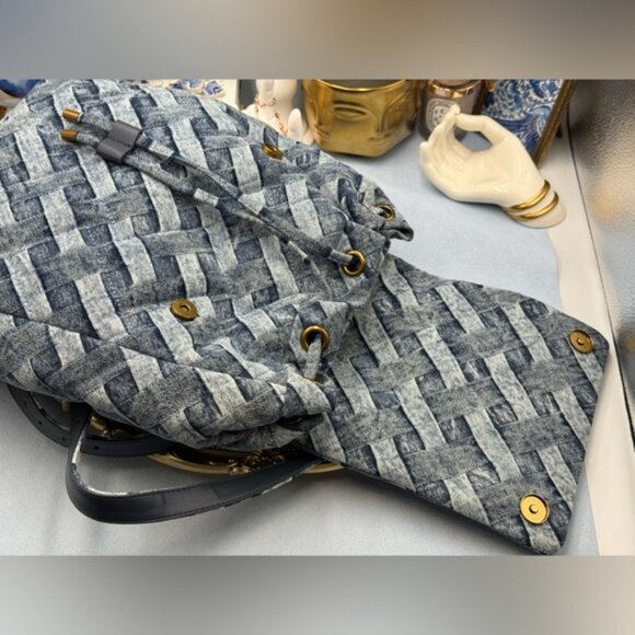 🆕 KURT GEIGER LONDON 🧿 NWOT Denim Kensington Drawstring Backpack - Picture 13 of 16